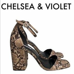 Chelsea & Violet Snakeskin Block Heels